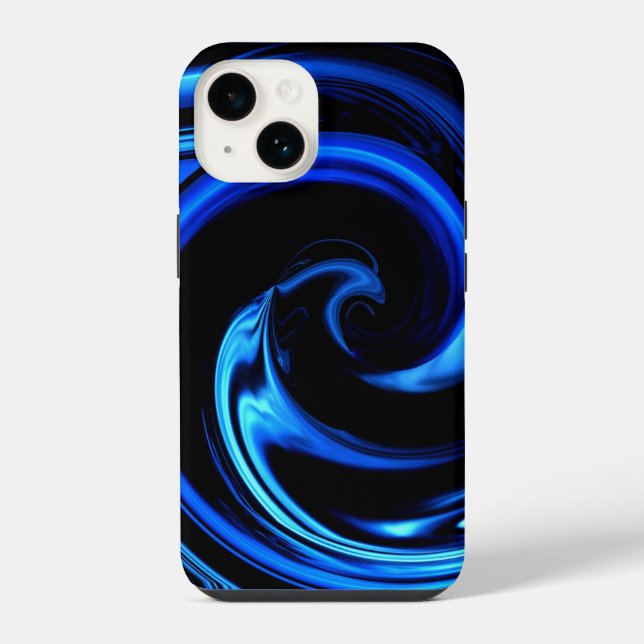 Abstract Blue Dolphin Wave Art iPhone Case (Back)