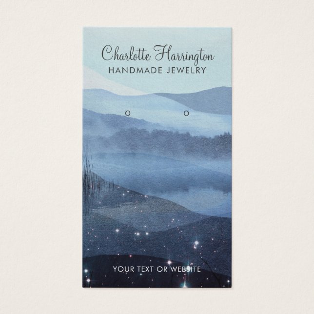 Abstract Blue Earring Jewellery Display Cards (Front)