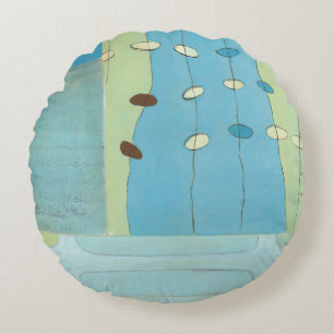 Abstract Blue Egg Parade Round Cushion