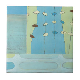 Abstract Blue Egg Parade Tile