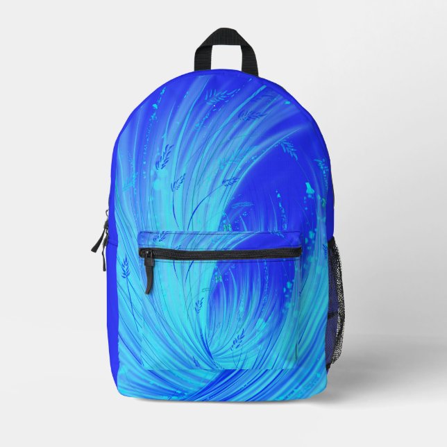 Abstract Blue Enchanted Garden  Printed Backpack (Front)