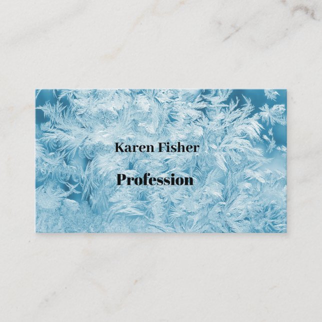 abstract blue feathers and snowflakes business card (Front)