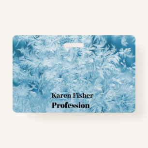 abstract blue feathers and snowflakes ID badge