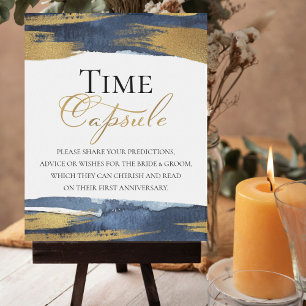 Abstract Blue First Anniversary Time Capsule Sign