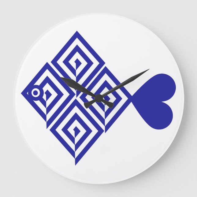 Abstract blue fish large clock (Front)