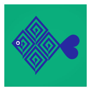 Abstract blue fish photo print