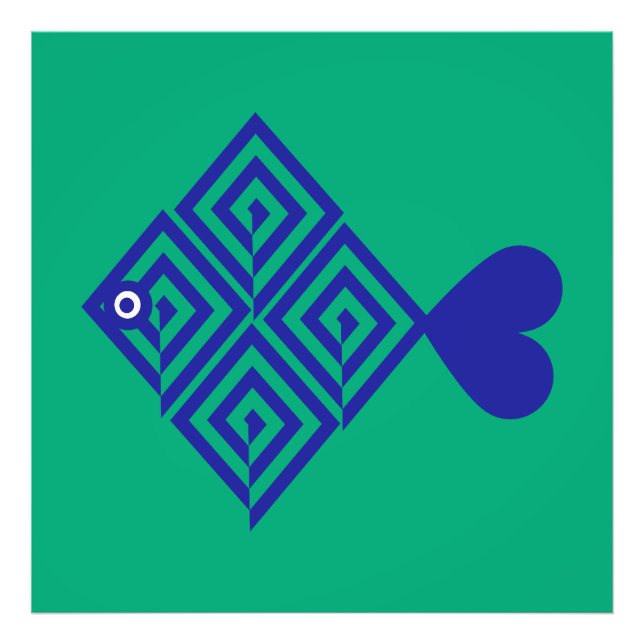 Abstract blue fish photo print (Front)