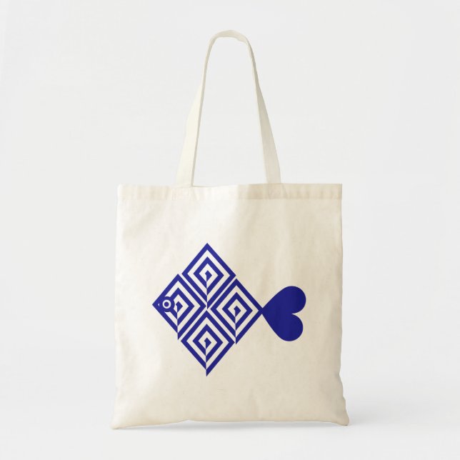 Abstract blue fish tote bag (Front)