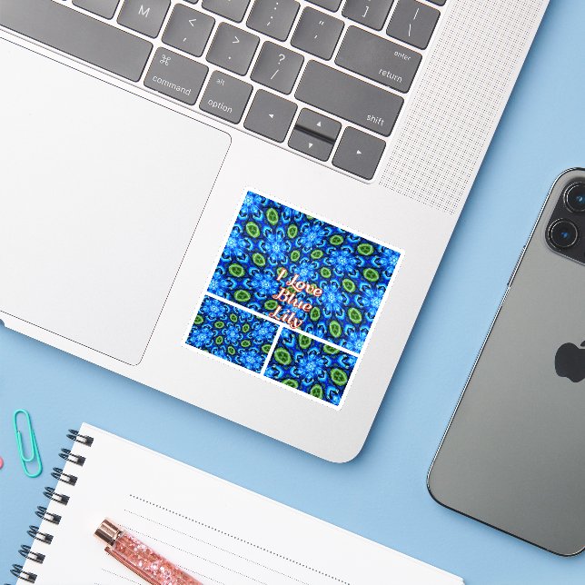 Abstract Blue Floral Pattern (Laptop w/ iPhone)