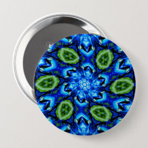 Abstract Blue Floral Pattern 10 Cm Round Badge