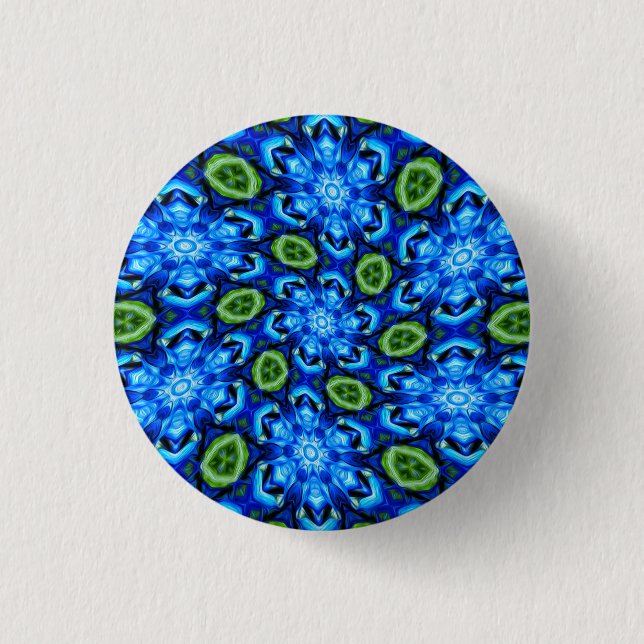 Abstract Blue Floral Pattern 3 Cm Round Badge (Front)