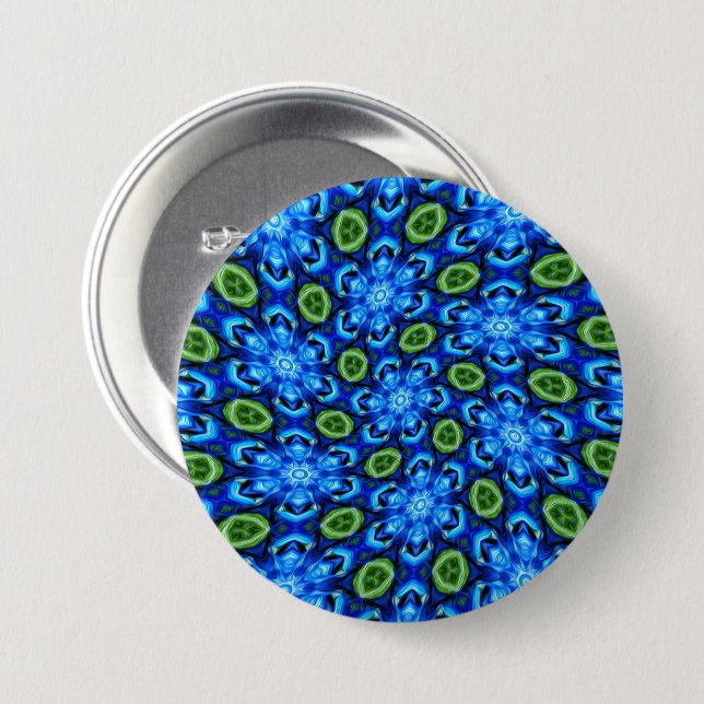 Abstract Blue Floral Pattern 7.5 Cm Round Badge (Front & Back)