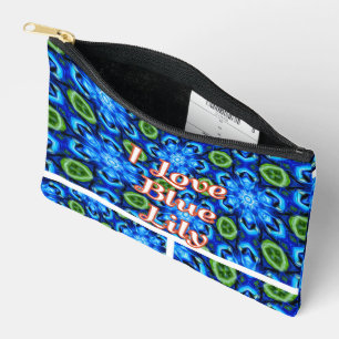 Abstract Blue Floral Pattern Accessory Pouch