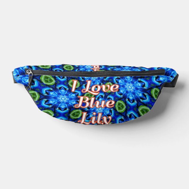 Abstract Blue Floral Pattern Bum Bags (Lay Down)