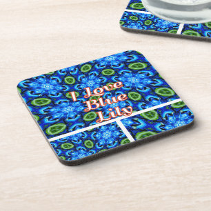 Abstract Blue Floral Pattern Coaster