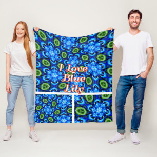 Abstract Blue Floral Pattern Fleece Blanket