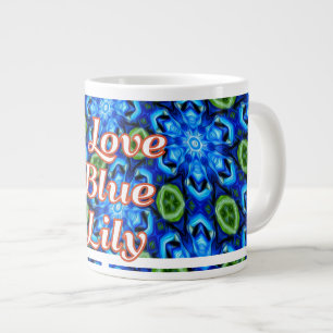 Abstract Blue Floral Pattern Large Coffee Mug