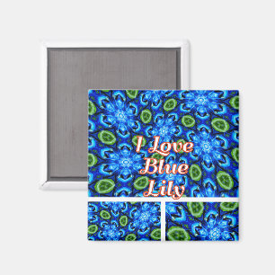 Abstract Blue Floral Pattern Magnet