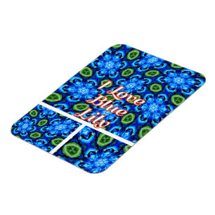 Abstract Blue Floral Pattern Magnet