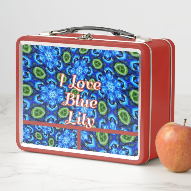 Abstract Blue Floral Pattern Metal Lunch Box (In Situ)