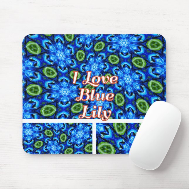 Abstract Blue Floral Pattern Mouse Mat (With Mouse)