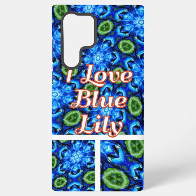 Abstract Blue Floral Pattern Samsung Galaxy S22 Ultra Case (Back)