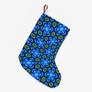 Abstract Blue Floral Pattern Small Christmas Stocking