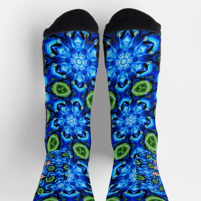 Abstract Blue Floral Pattern Socks (Top)