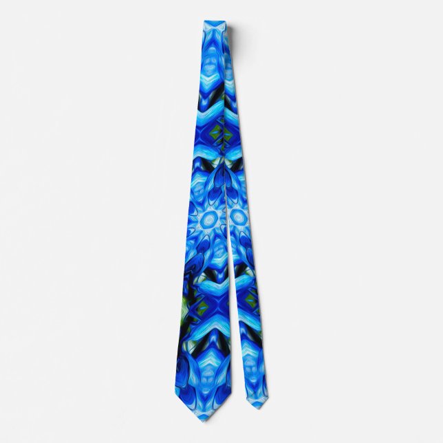 Abstract Blue Floral Pattern Tie (Front)