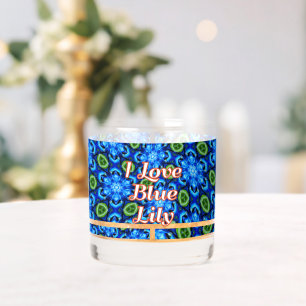 Abstract Blue Floral Pattern Whiskey Glass