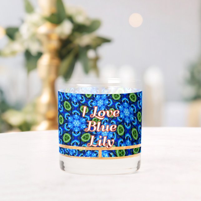 Abstract Blue Floral Pattern Whiskey Glass (Insitu (Wedding))