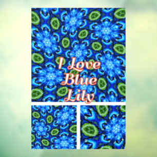 Abstract Blue Floral Pattern Window Cling