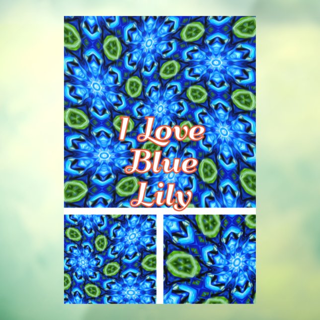 Abstract Blue Floral Pattern Window Cling (Sheet 3)