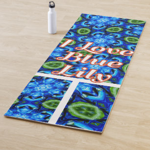 Abstract Blue Floral Pattern Yoga Mat