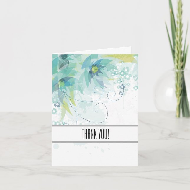 Abstract Blue Floral Thank You (Front)
