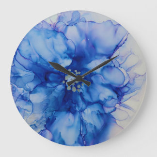 Abstract Blue Flower Clock
