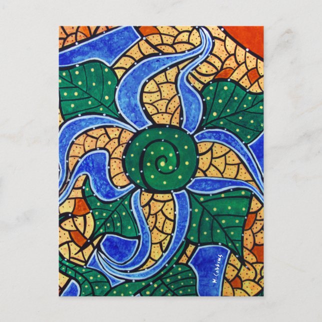 Abstract Blue Flower Postcard (Front)