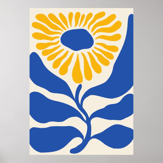Abstract Blue Flower Poster (Front)