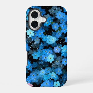 Abstract Blue Flowers iPhone 16 Case
