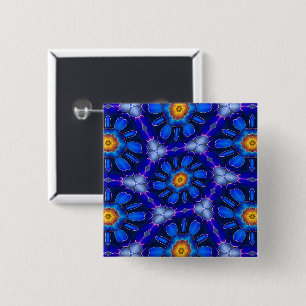 Abstract Blue Flowers Pattern 15 Cm Square Badge