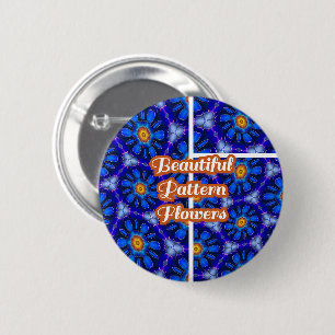 Abstract Blue Flowers Pattern 6 Cm Round Badge