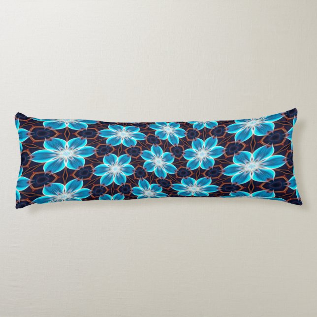 Abstract Blue Flowers Pattern Body Cushion (Back)