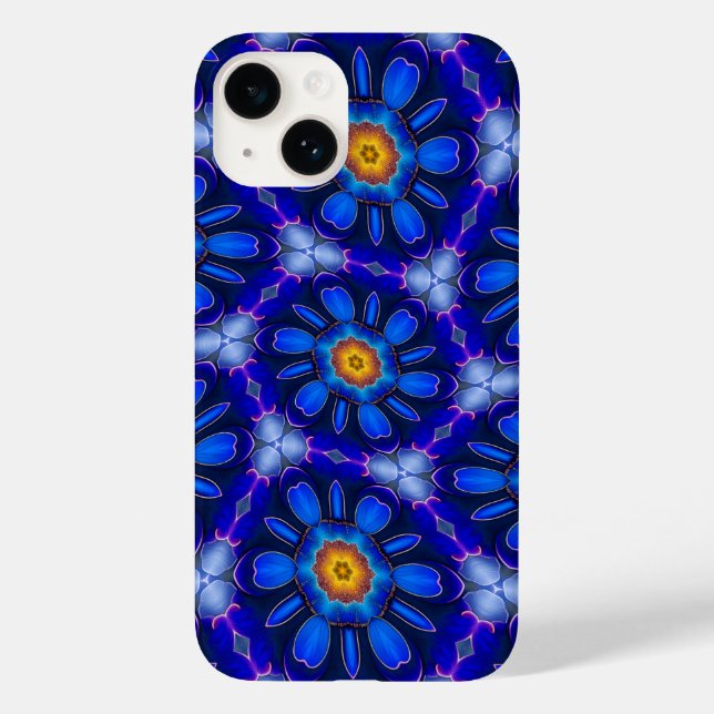 Abstract Blue Flowers Pattern Case-Mate iPhone Case (Back)