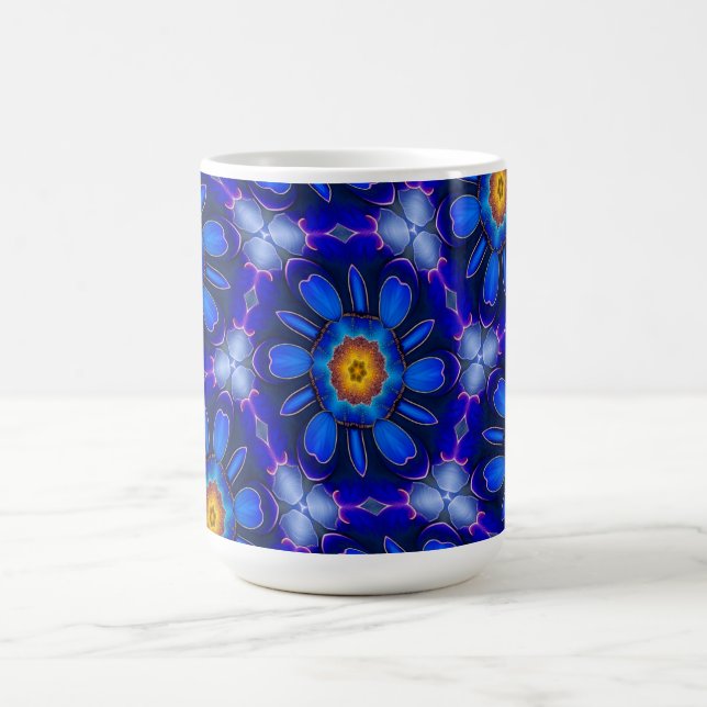 Abstract Blue Flowers Pattern Coffee Mug (Center)