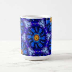 Abstract Blue Flowers Pattern Coffee Mug