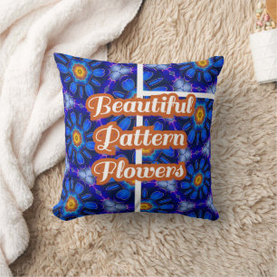 Abstract Blue Flowers Pattern Cushion
