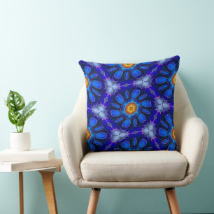 Abstract Blue Flowers Pattern Cushion