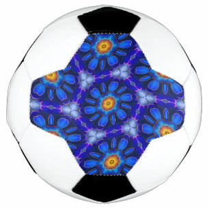 Abstract Blue Flowers Pattern Football