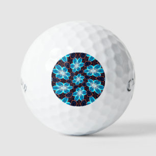 Abstract Blue Flowers Pattern Golf Balls