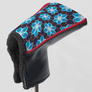 Abstract Blue Flowers Pattern Golf Head Cover